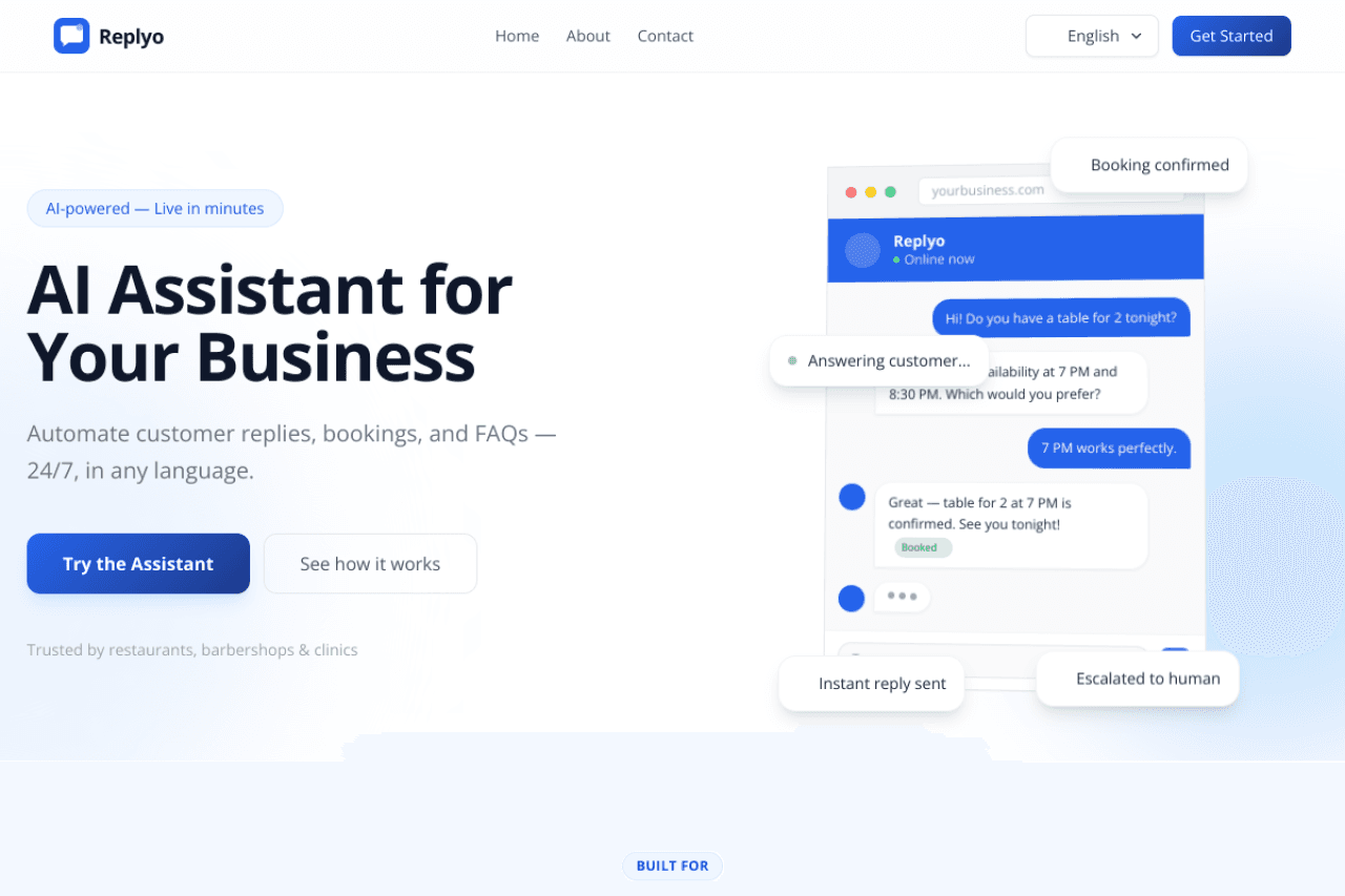 Replyo — AI Chat Assistant for Business